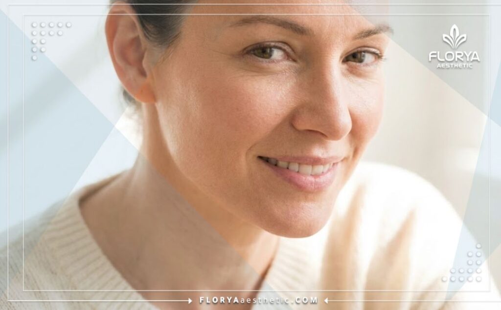 Cinematic close-up of a flawless, youthful, and natural facial aesthetic result