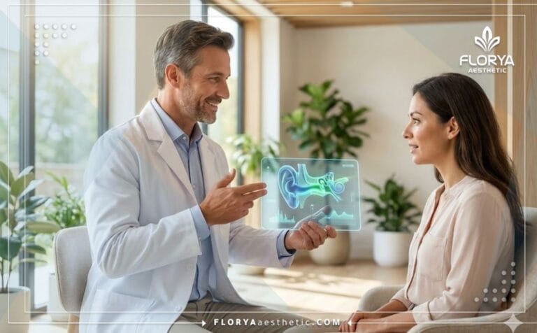 El Mejor Cirujano Otoplastia Turquía planificando la cirugía digitalmente con un paciente.