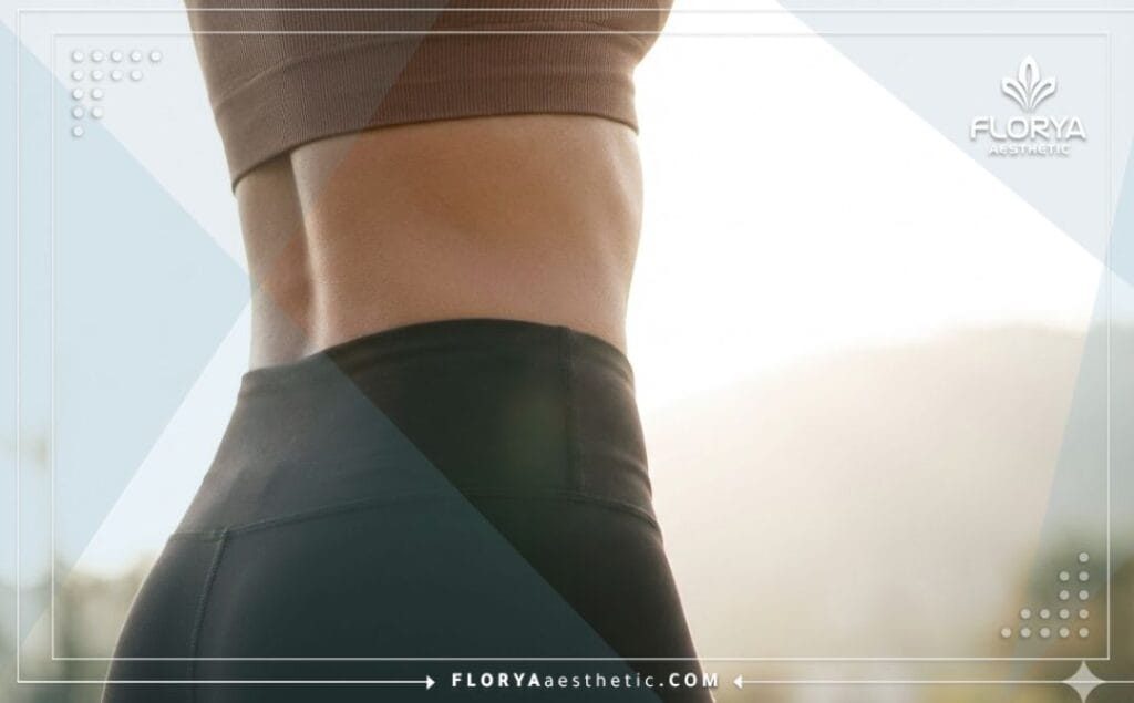 Flawless aesthetic result showing a perfectly sculpted female waist and silhouette.