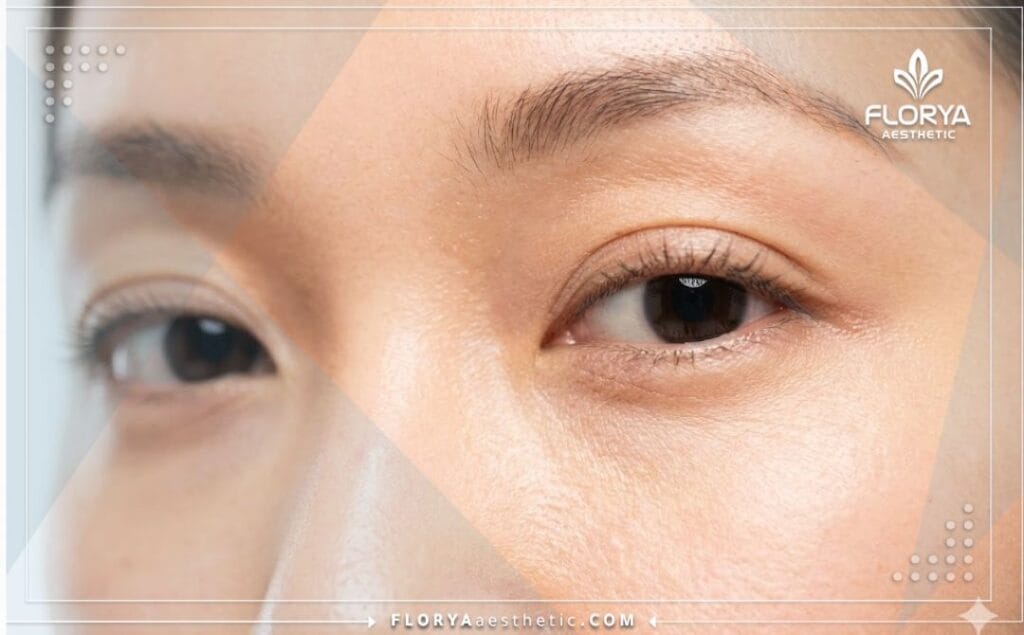 Gros plan cinématographique sur un résultat parfait d'yeux en amande.