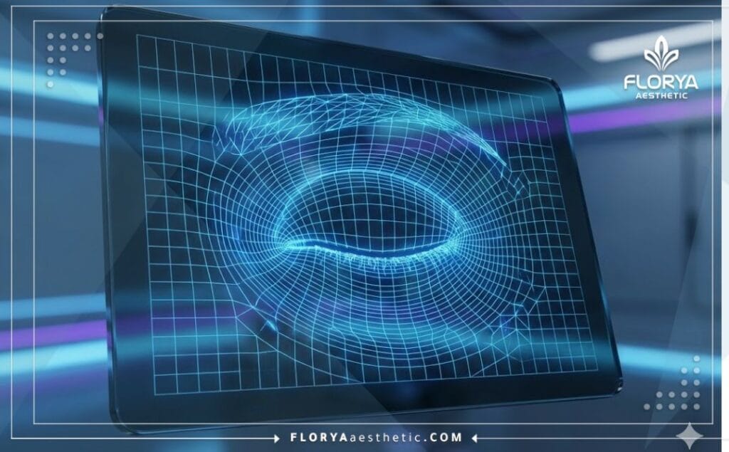 مسح ضوئي ثلاثي الأبعاد دقيق لمنطقة العين والجفون يوضح التقنيات الطبية المتقدمة.