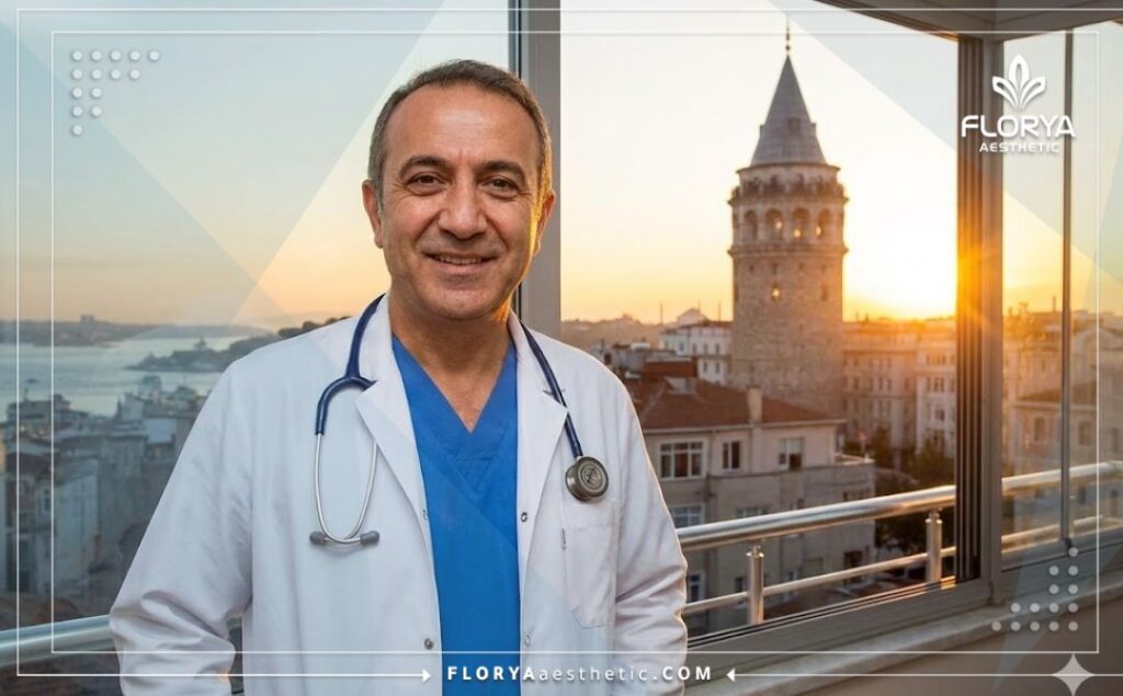 طبيب تجميل يرحب بالمرضى في إسطنبول مع إطلالة على جسر البوسفور.