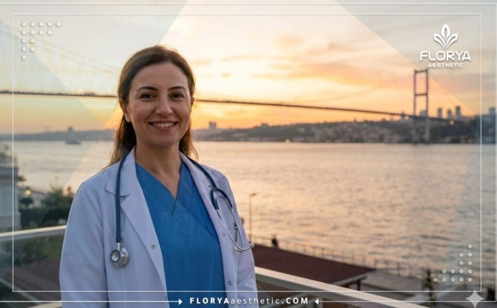 Приветливый доктор на фоне достопримечательностей Стамбула