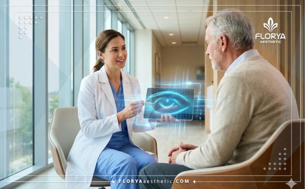 مسح رقمي ثلاثي الأبعاد يوضح تشريح العين بدقة عالية