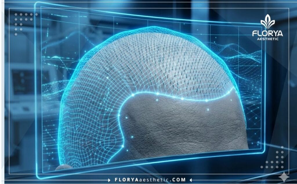 فحص ثلاثي الأبعاد دقيق لخط الشعر وفروة الرأس قبل الزراعة