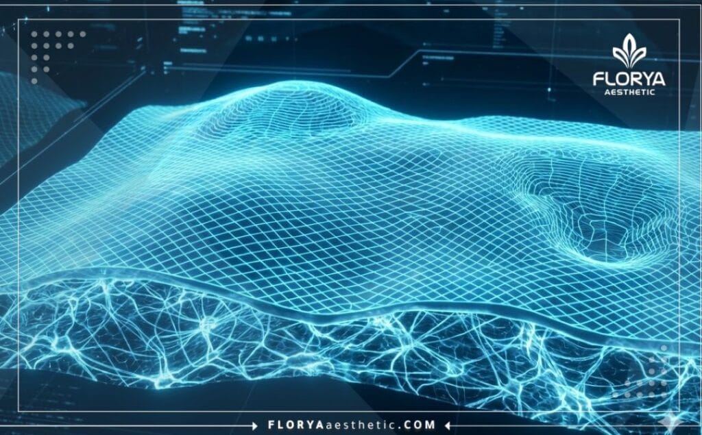 مسح ثلاثي الأبعاد يظهر تأثير تقنية البلازما على شد أنسجة الجلد.