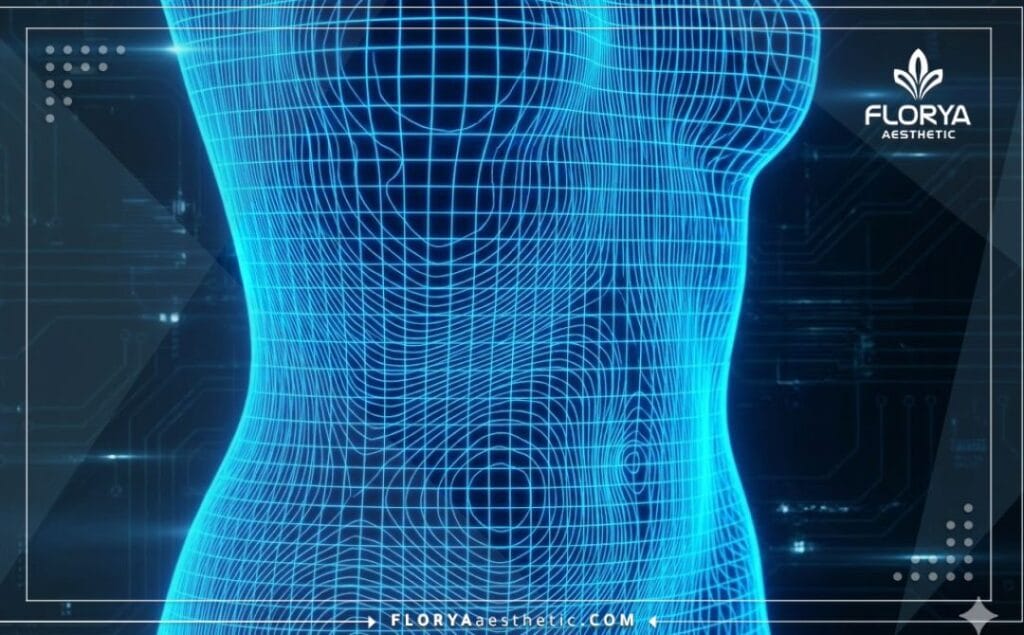 Digital 3D topographic scan of the abdominal area for precision planning