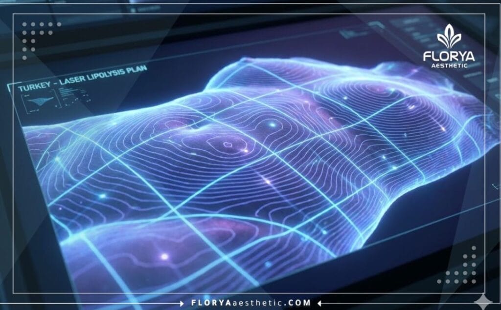 : مسح ضوئي ثلاثي الأبعاد يظهر دقة تحديد مناطق الدهون وشد الجلد.