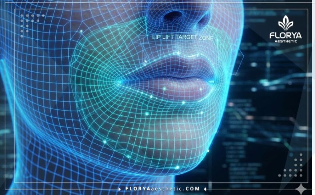 مسح رقمي ثلاثي الأبعاد لمنطقة الشفاه يوضح دقة الإجراء.