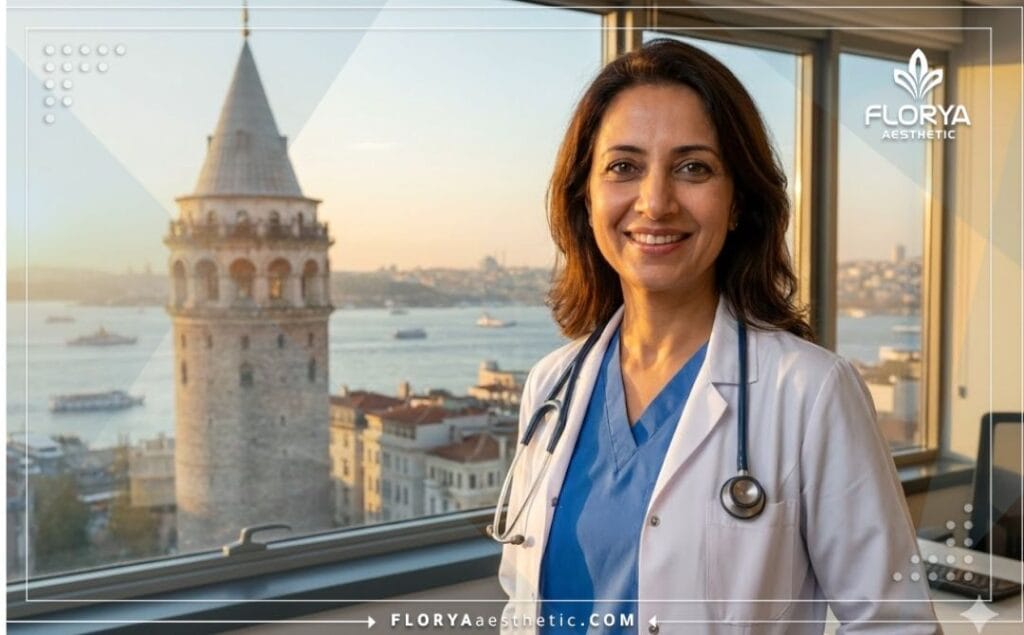 Friendly doctor in Istanbul welcoming patients for nose surgery.