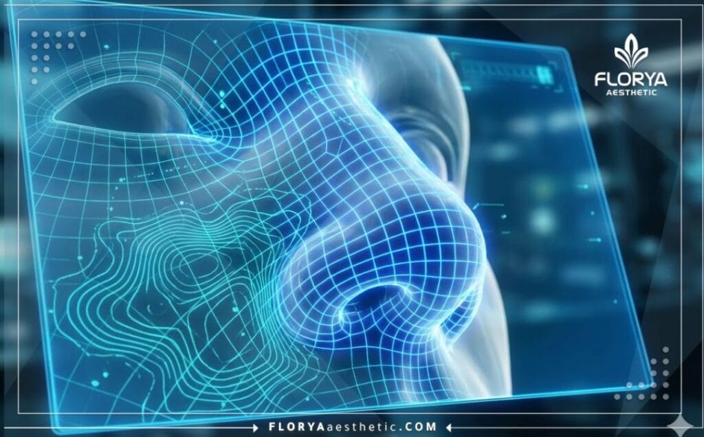 High-tech 3D topographic scan of the male nasal structure.