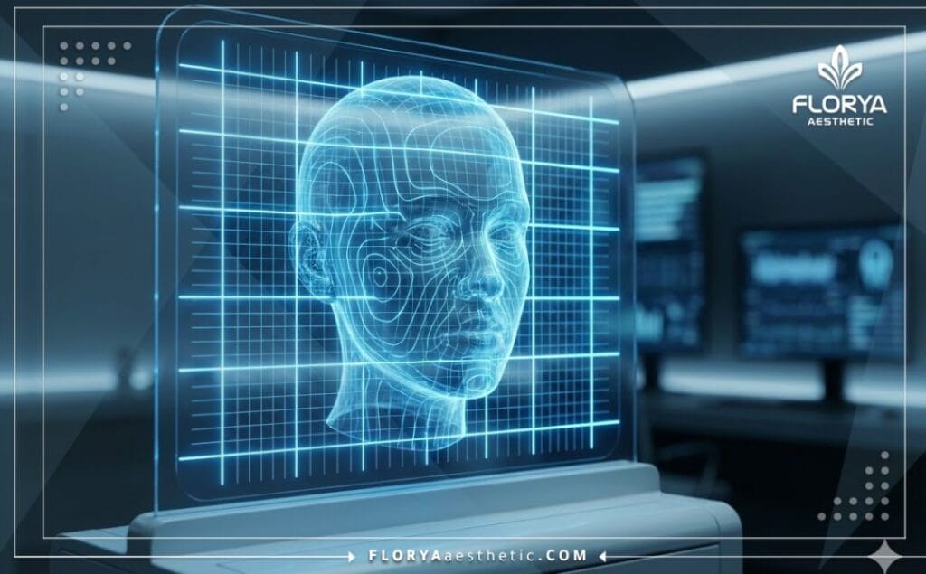 Escaneo 3D macro de alta tecnología de la anatomía facial para bótox