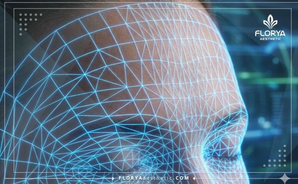 Escáner 3D avanzado centrado en la anatomía y contorno de la frente.