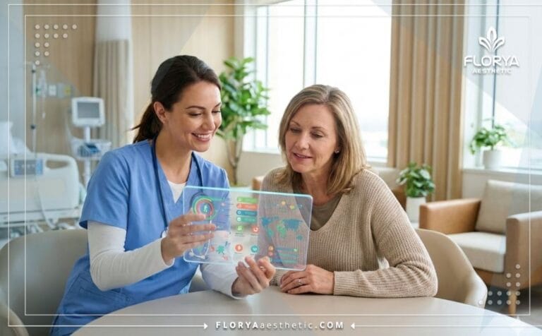 Médecin professionnel expliquant Mon expérience de la sleeve gastrique en Turquie sur une tablette numérique