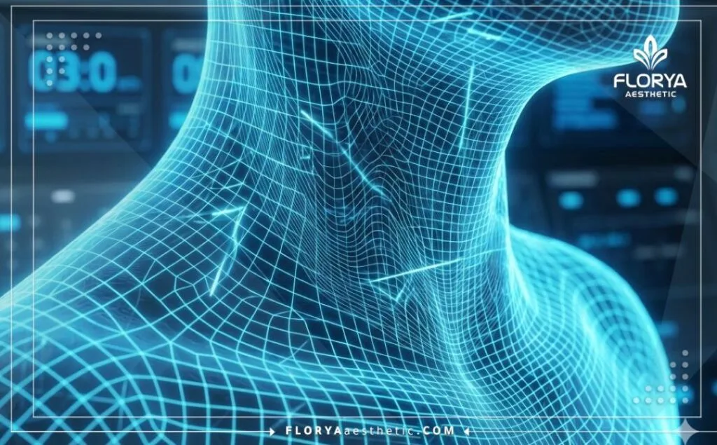 مسح ضوئي ثلاثي الأبعاد لمنطقة الرقبة يوضح دقة التخطيط الرقمي لتفادي المخاطر.