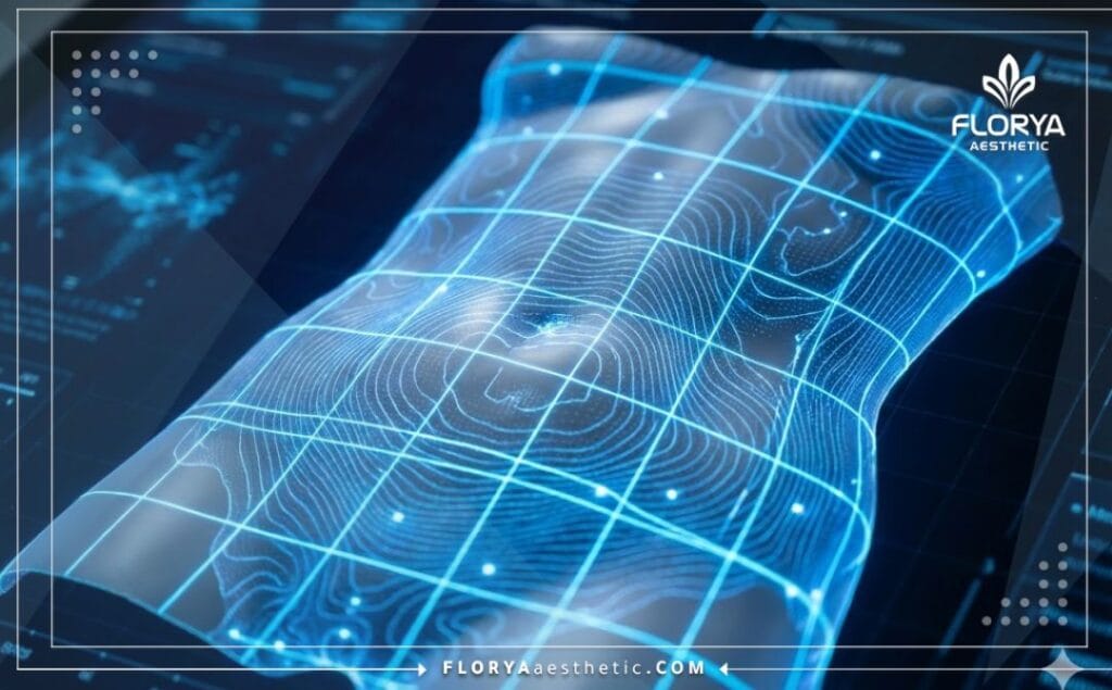 Visualisation 3D haute technologie de la zone abdominale pour le remodelage.