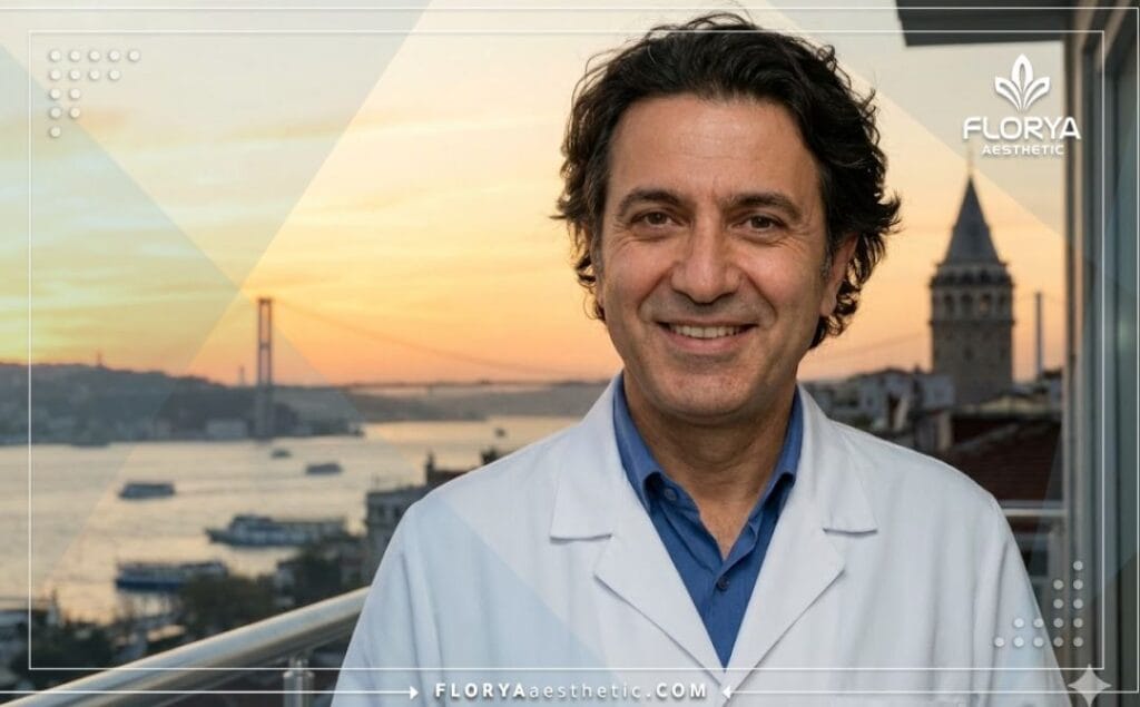 Cirujano amable y profesional en Estambul con el Bósforo de fondo