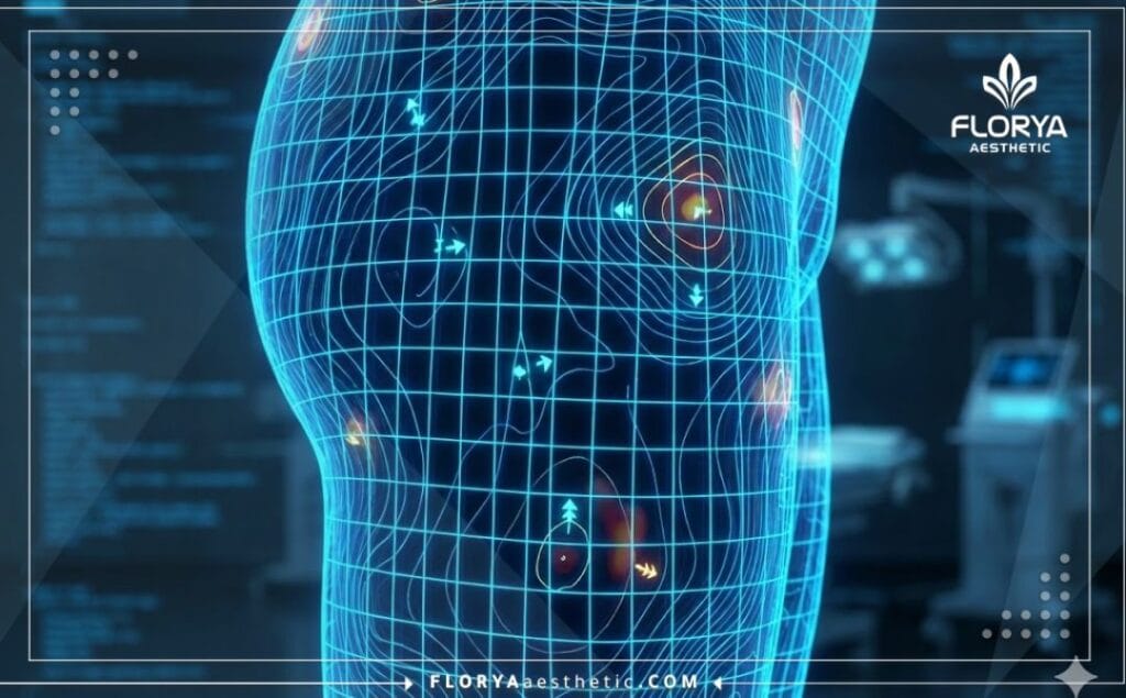فحص رقمي ثلاثي الأبعاد دقيق لمنطقة الأفخاذ قبل عملية تنسيق القوام
