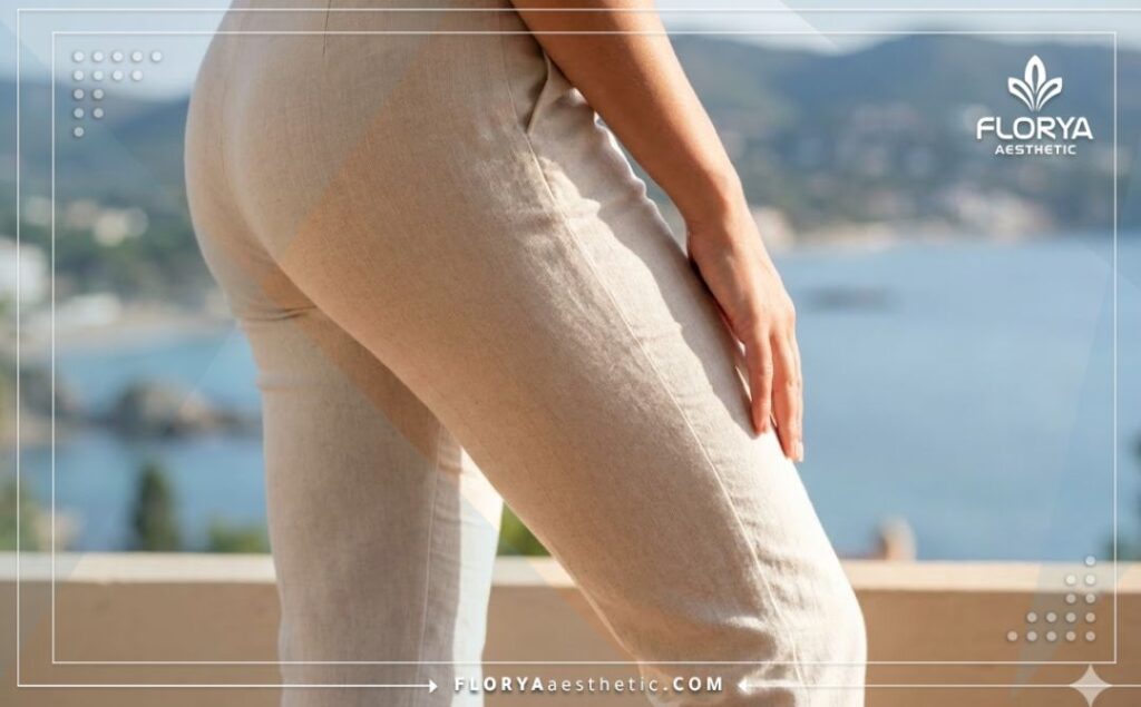 Beautifully contoured and smooth thighs showing a perfect liposuction result.