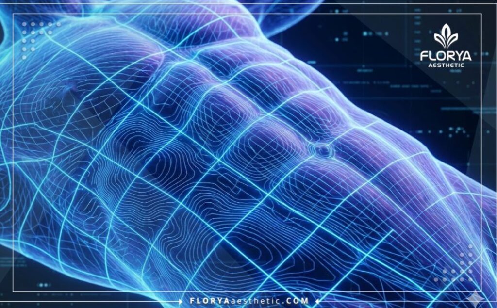 Escaneo digital 3D enfocado en la zona de los músculos abdominales