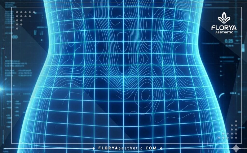 مسح ضوئي ثلاثي الأبعاد يظهر تفاصيل منطقة الخصر بدقة عالية