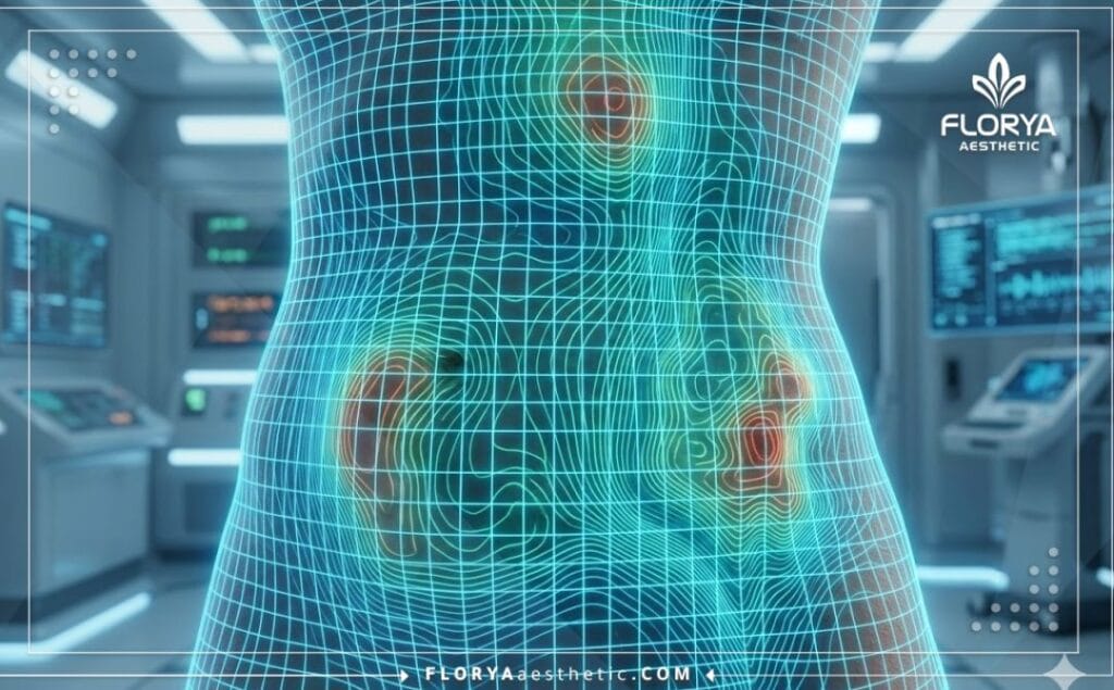 Escaneo digital 3D de alta precisión de la zona abdominal.