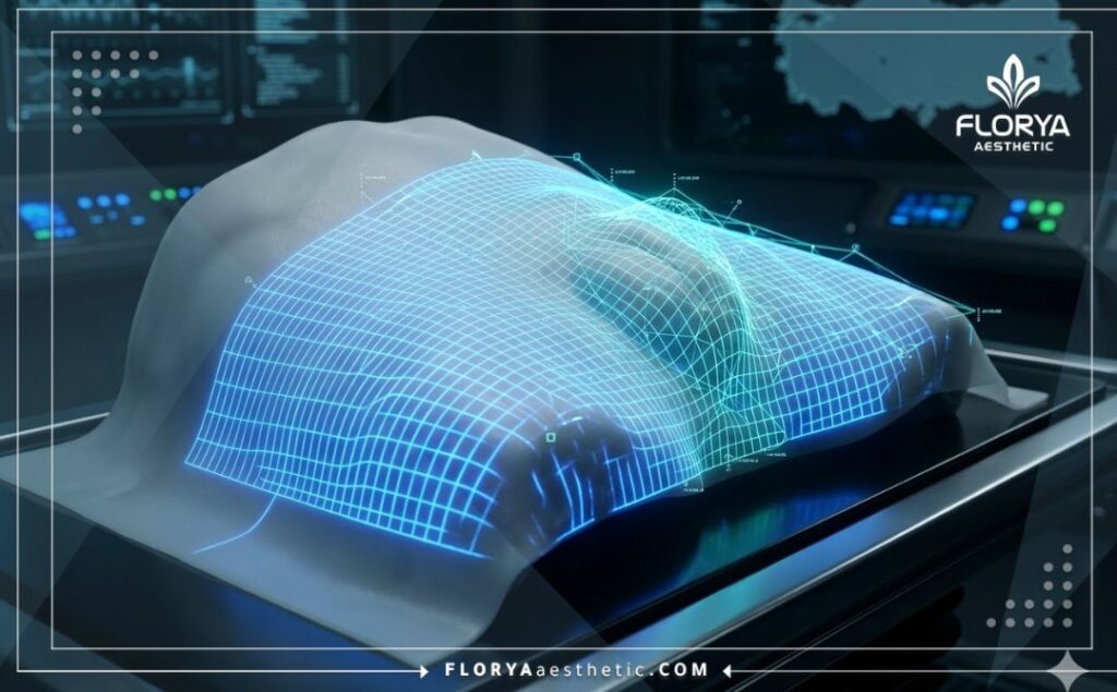 Escaneo de superficie 3D futurista que muestra la máxima precisión médica de la anatomía