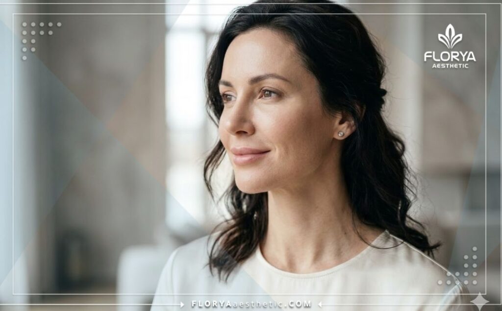 نتائج طبيعية ومثالية وخالية من العيوب بعد إجراء تجميل الوجه.