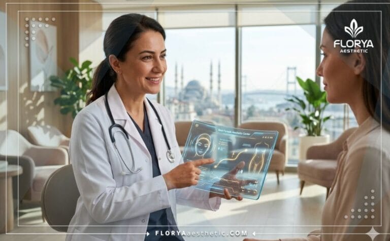 Doctor at the Best Female Aesthetic Center using a digital tablet