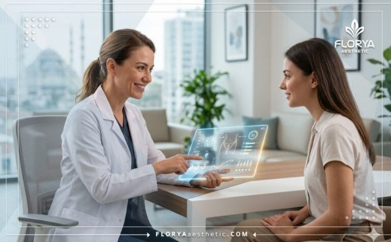 Professional doctor holding a transparent tablet displaying the plan at the Best Hospital for Hymenoplasty.