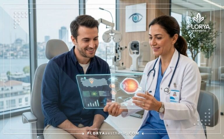 Professional doctor showing a digital plan for the Best LASIK Surgeon in Turkey