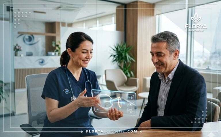 Doctor mostrando un plan en la Mejor clínica de LASIK en Turquía