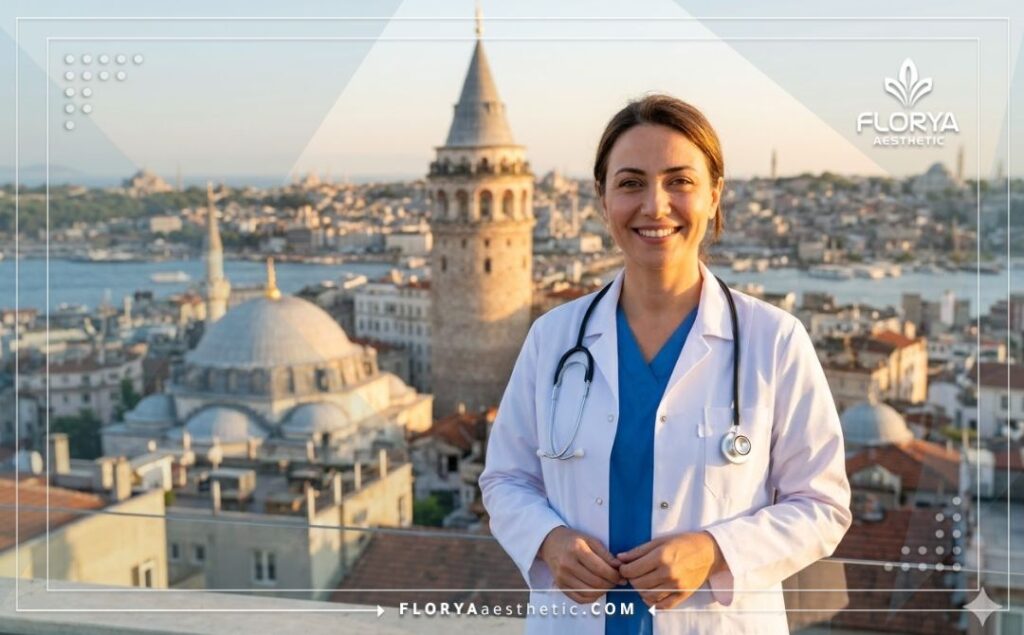 Приветливый офтальмолог в Стамбуле на фоне моста через Босфор