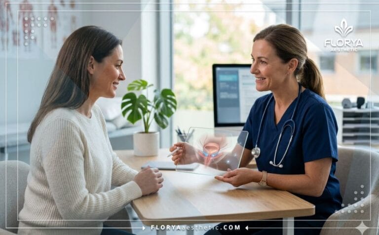 Professional doctor discussing Bladder and Vaginal Prolapse Surgery using advanced digital planning tech