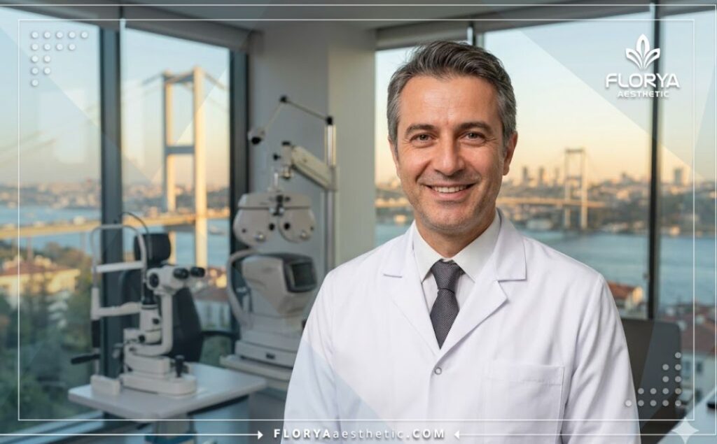 Приветливый окулист на фоне достопримечательностей Стамбула