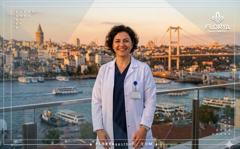 Приветливый турецкий врач на фоне Босфора приглашает на лечение в Стамбул.