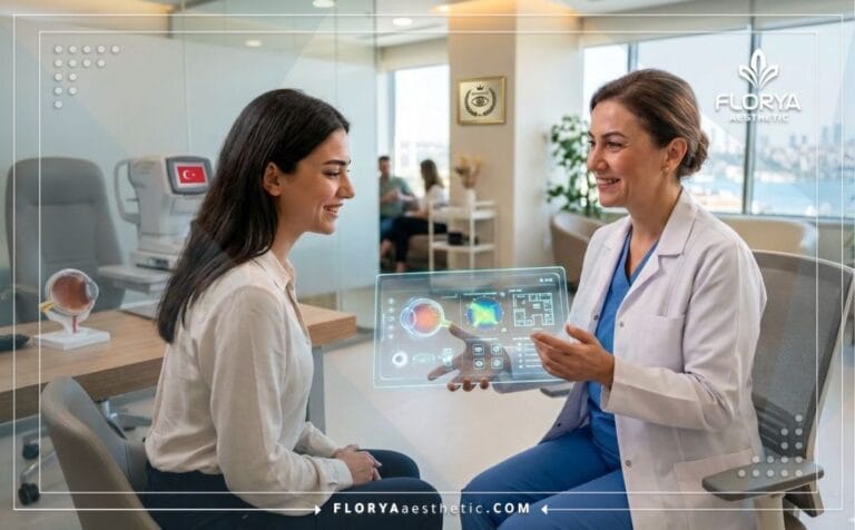 Oftalmólogo experto con tecnología digital en un Centro certificado de corrección visual en Turquía