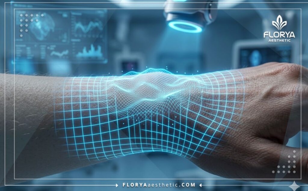 Scan 3D de haute technologie montrant la zone anatomique précise pour la réduction osseuse et l'alignement articulaire.