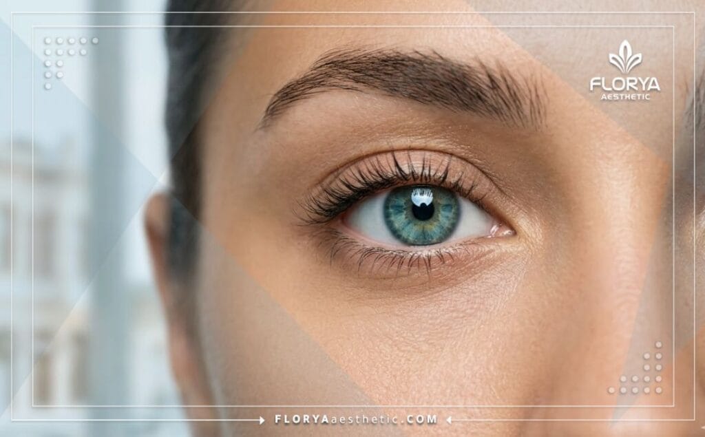 Primer plano de un ojo claro y hermoso mostrando el resultado perfecto