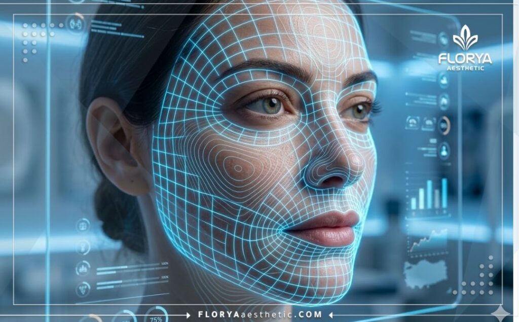 مسح ضوئي ثلاثي الأبعاد دقيق لملامح الوجه وتفاصيله التشريحية قبل التجميل.