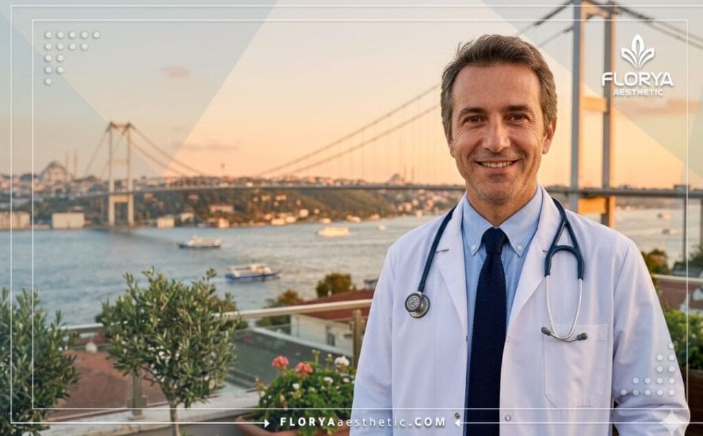 Especialista médica amable sonriendo frente al Bósforo