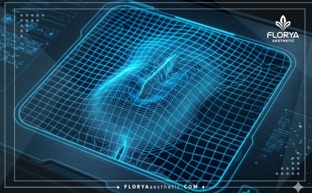 Escaneo digital 3D que muestra la precisión en el área anatómica específica
