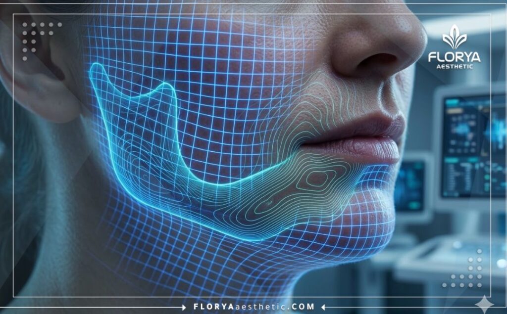 Modélisation numérique 3D haute technologie de la structure faciale pour la chirurgie.
