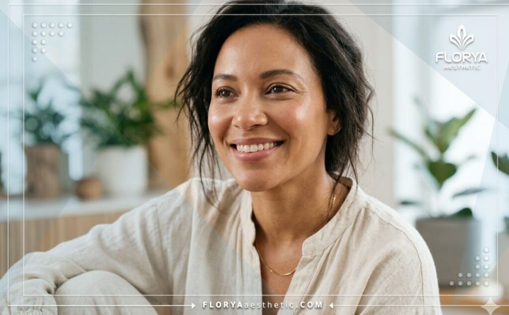 A highly detailed portrait of a confident woman highlighting the perfect result of intimate care.