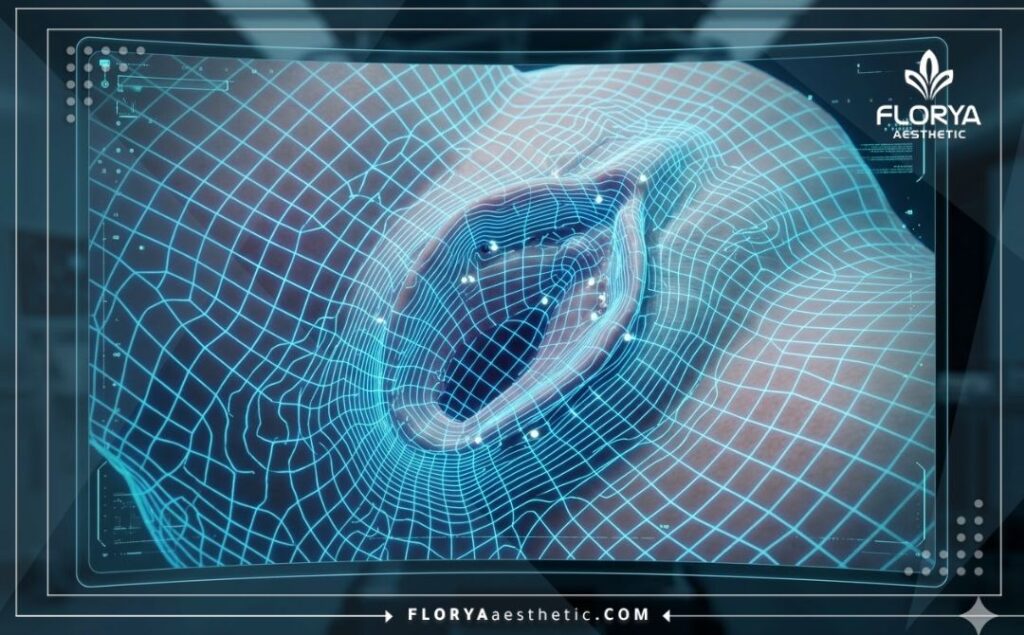 Digital 3D mesh scan showing the precision of surgical placement.