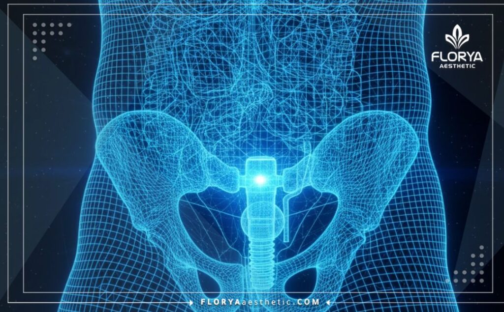 High-tech 3D mesh scan focusing on the anatomical area of the prosthesis.