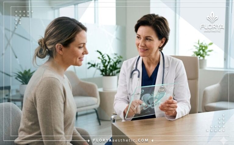 Doctor profesional mostrando el plan de Bótox íntimo en una tableta.