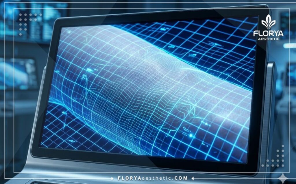 Scan 3D numérique de la surface de la peau montrant la précision dermatologique de pointe