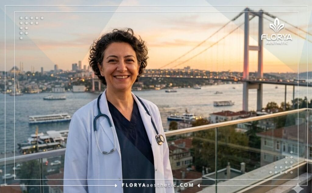 Médico amable recibiendo a los pacientes en Estambul