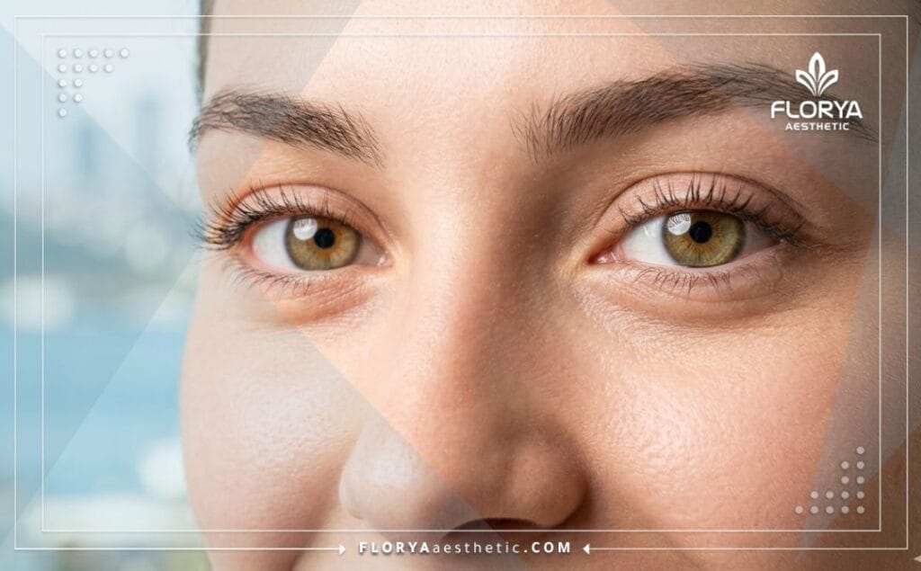 Primer plano de ojos hermosos y claros que muestran un resultado perfecto.
